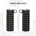 thumbnail image 5 of 18oz Straw Lid Space Bottle 2.9×8.9in Double-Layer Insulated Leak-Proof Bottle Straw Cup Lid Convenient For Carrying Black Houndstooth Vintage Texture_85706_3, 5 of 8