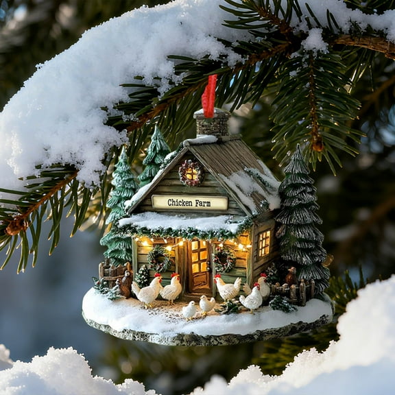 Cozy Farm Cottage Christmas Ornament Decorative Pendant For Holiday Display