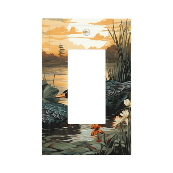 Mallards Duck Hunting Art Vintage Single Gang Wall Plate 1 Gang Decorative Electrical Outlet Light Switch Cover Switchplate
