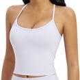 thumbnail image 4 of KHONTS Women's Longline Sports Camisole Cross Back Active Gym Yoga Padded Workout Crop Tanks Tops with Built in Bra Light Purple L, 4 of 5