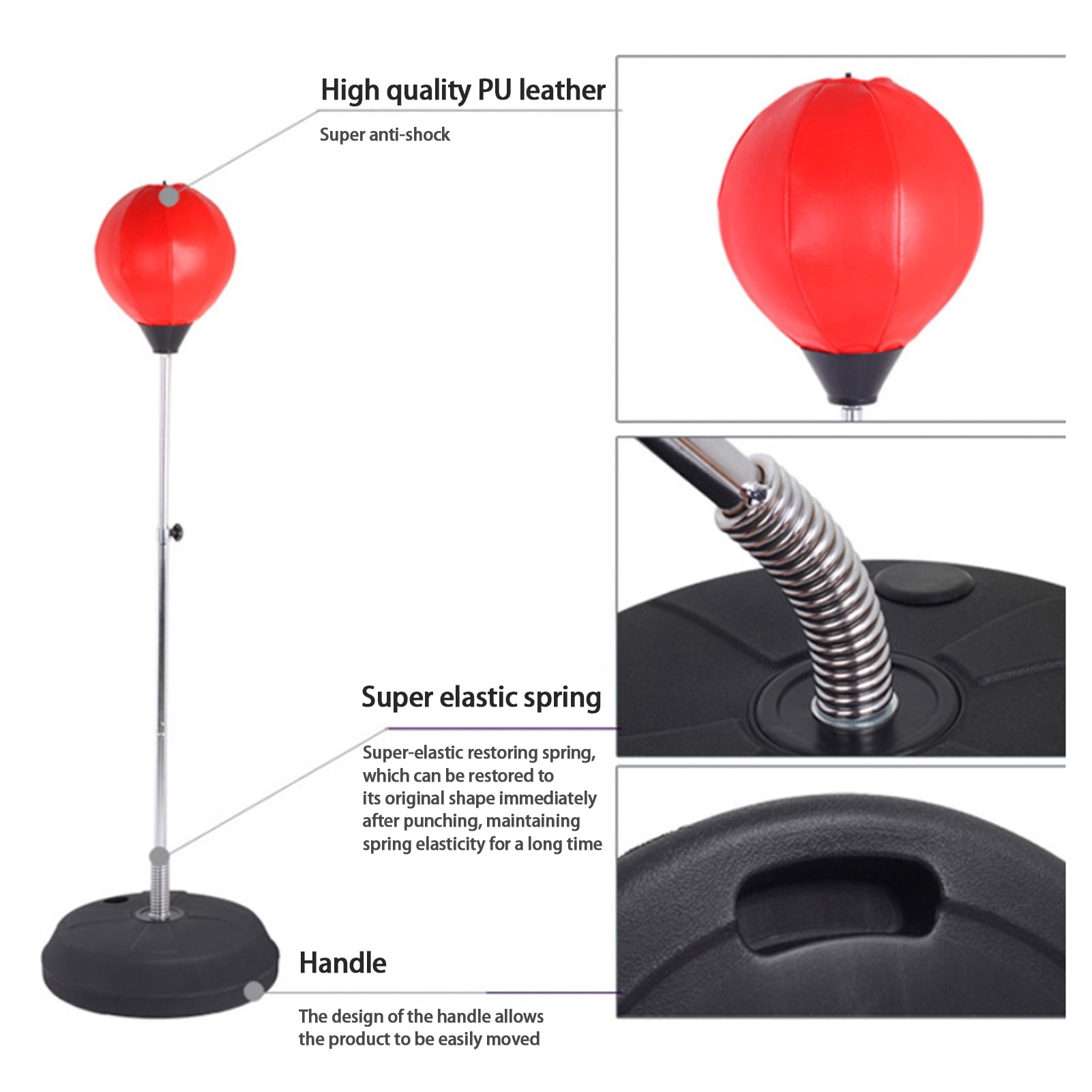 GYDEK Punching Bag with Stand for Adults & Kids, Adjustable Height Freestanding Punching Ball Boxing Speed Bag, Ideal for MMA Reflex Speed Training, Fitness,Punching and Muscle Building