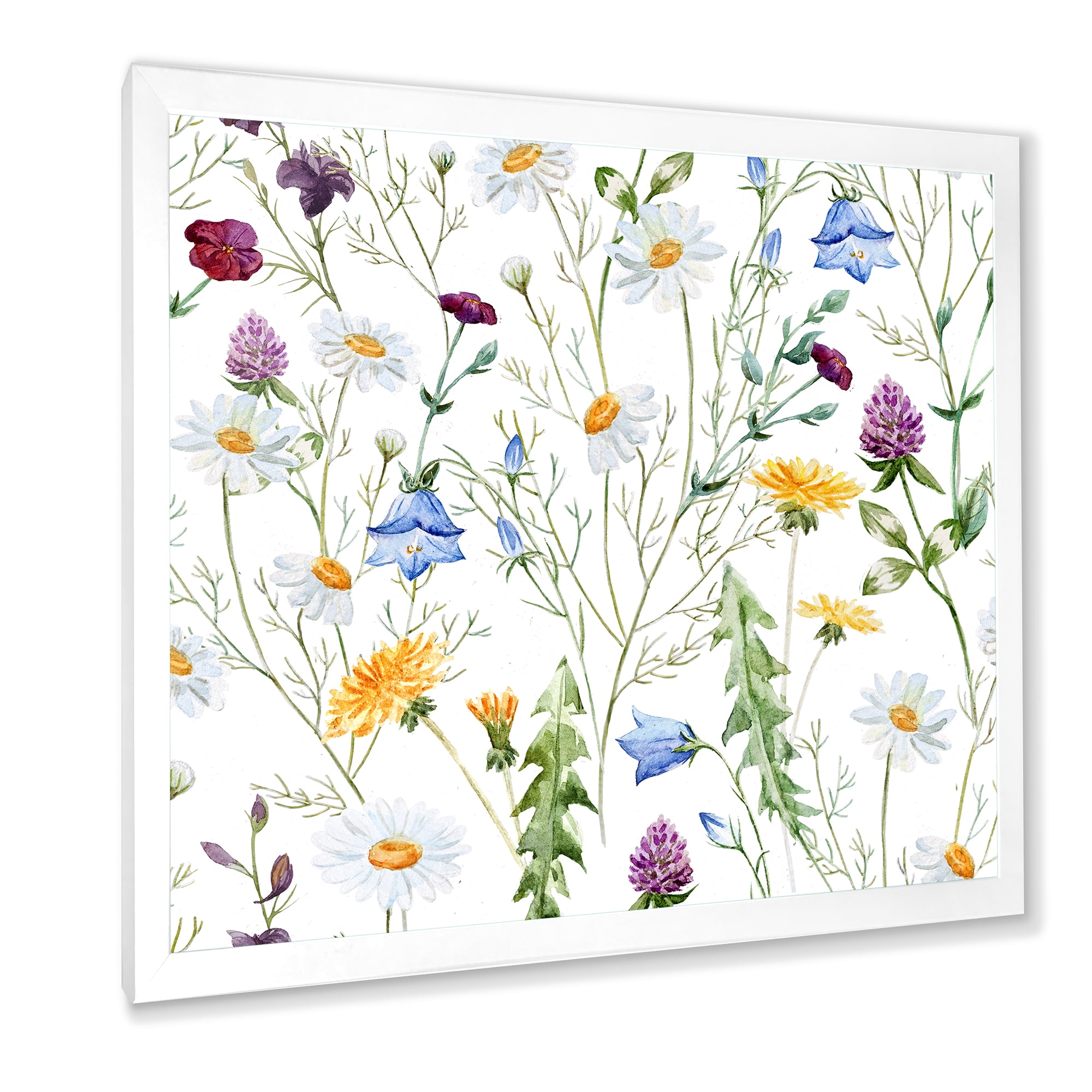 Designart 'Wildflowers Clover Bell and Chamomile III' Traditional Framed Art Print