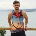 thumbnail image 6 of Uemuo Sunset Rose Elegance Pattern Men's Muscle Shirts Sleeveless Dry Fit Gym Workout Tank Top Lightweight Sports Tank Top Beach Tank Top, Loose-fit Sleeveless Shirt-, 6 of 7