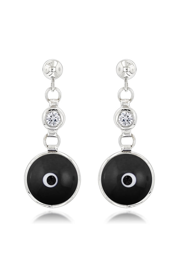 Women Good Luck Charms 14K Natural 0.2 Ctw Diamond Evil Eye Earrings (White Gold)