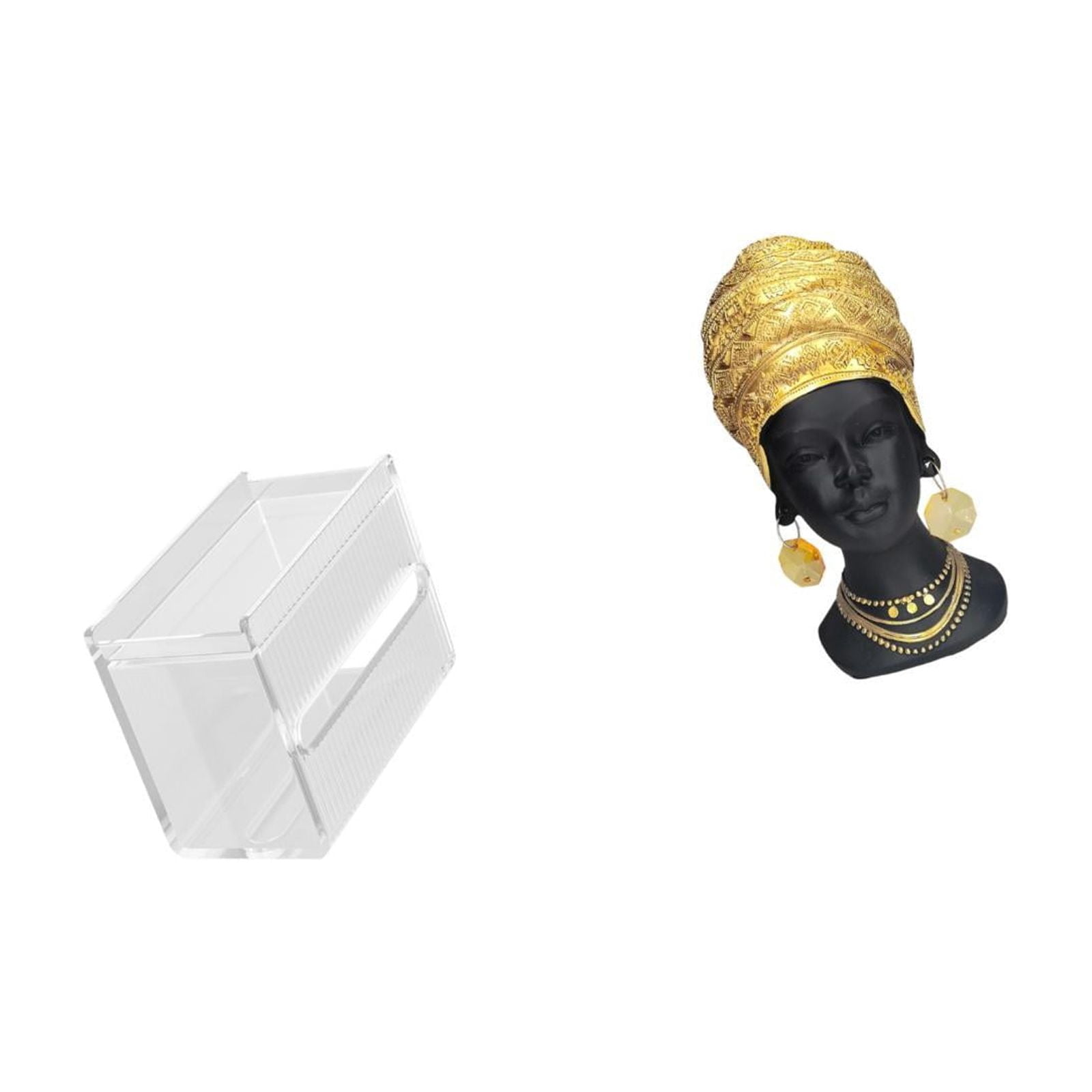 Fiocias Acrylic Toilet Paper Storage Box Modern Paper Towel Dispenser Wall Mounted Toilet Tissue Paper Holder African Woman Statue Tabletop Ornament Gift Home
