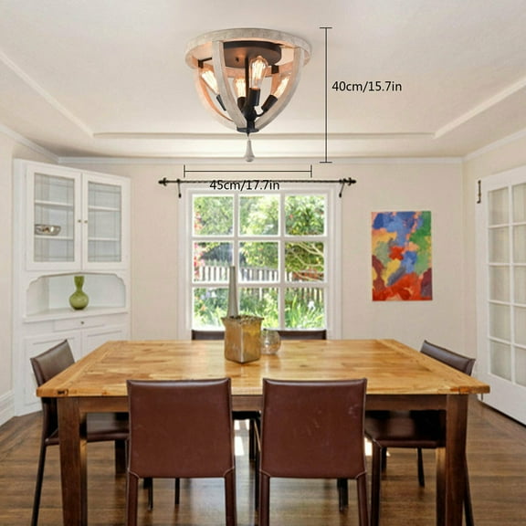 4-light Retro Chandelier Wooden Ceiling Light Farmhouse Style for Living Room 4-Light Antique Wood Accents Black Chandeliers Modern Farmhouse Pendant Light  Wooden Ceiling Light Farmhouse Style