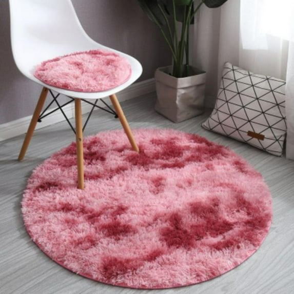 Bullpiano Home Round Carpet ,Rugs Decor Mat Tie-dyed Gradient Color For Bedroom Living Room Bedside Blanket Hanging Basket Floor Dark Red 80cm