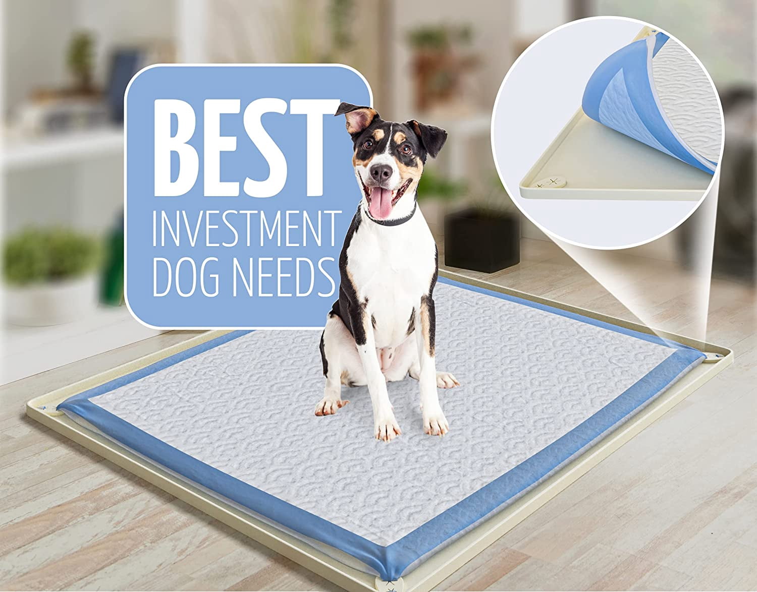 Skywin Pee Pad Holder - No Spill and Leaks Silicone Puppy Pad Holder, Secure 30 x 23 Inches Pee Pad (30Lx23W, 2 Pack, Beige)