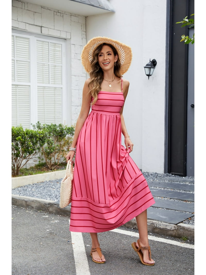 sachin and babi light blue dress Chic Boho Vintage Floral Casual Strap Maxi Dress with Pink Cardigan Set main image 1