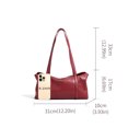 thumbnail image 4 of Genuine Cowhide Women Tote Shoulder Bag, Red Leather Casual Work Crossbody Handbag, 4 of 11