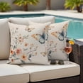 thumbnail image 5 of Butterfly Floral Pillow Covers 2 Pack Watercolor Blue Brown Butterflies Linen Texture Pillowcase Waterproof Outdoor Throw Pillow Cover for Patio Garden Square Cushion 18”x18”, 5 of 9