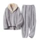 thumbnail image 3 of Conjunto de Pijamas de franela Yinane para mujer 2 piezas Gris L, 3 of 7