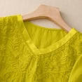 thumbnail image 6 of Embroidered Linen Shirts for Women Cotton Gauze Shirt Summer Boho Retro 3/4 Sleeve Dressy Casual Peasant Blouses Yellow L, 6 of 6