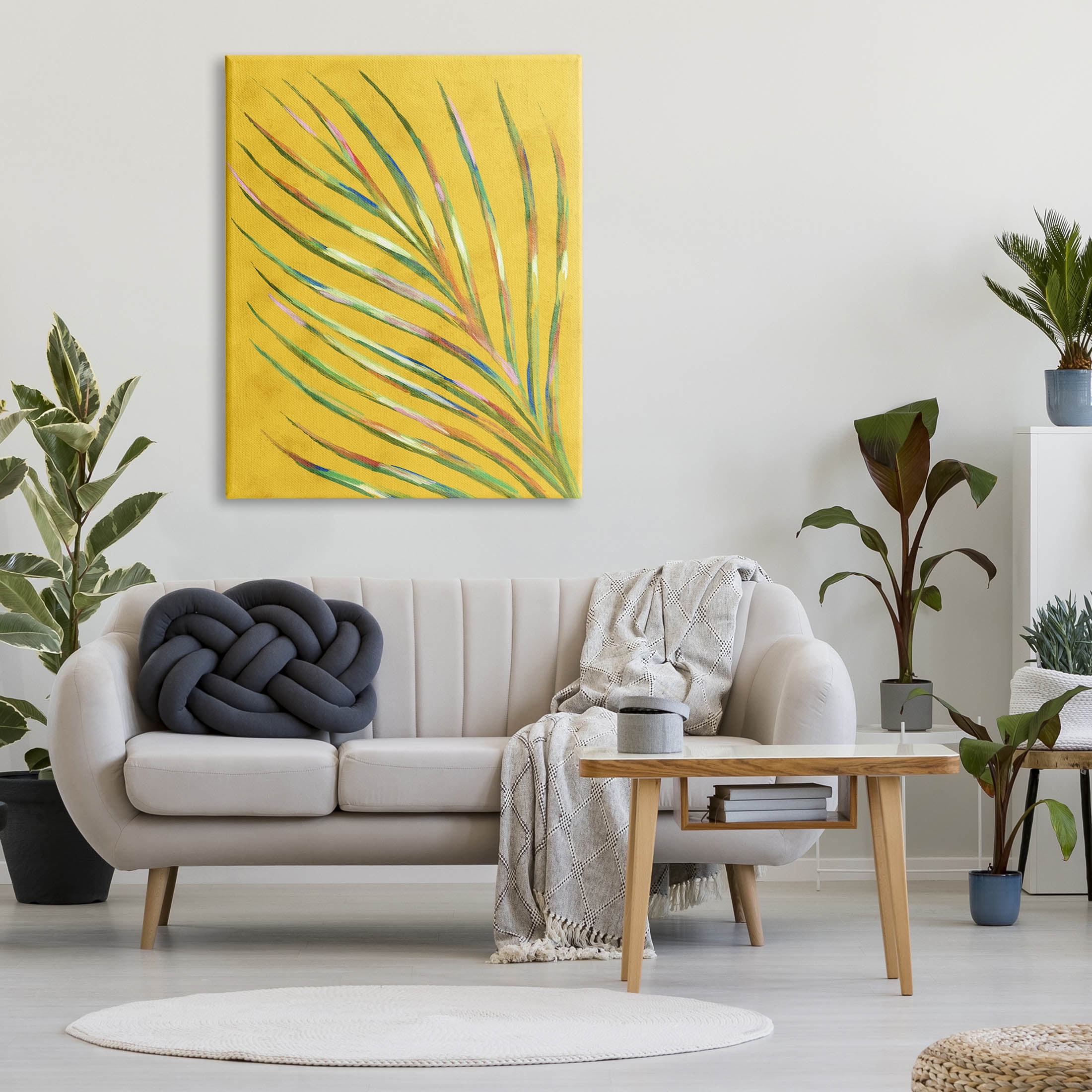 Bold Yellow Palm Leaf Petals Botanical & Floral Graphic Art Gallery Wrapped Canvas Print Wall Art