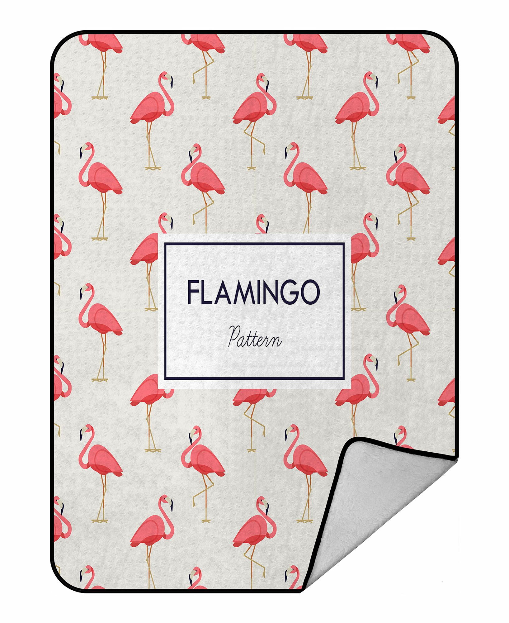 ABPHQTO Pink Flamingo Beige Pink Color Separate Layer Fleece Blanket Fleece Back Throw Blanket