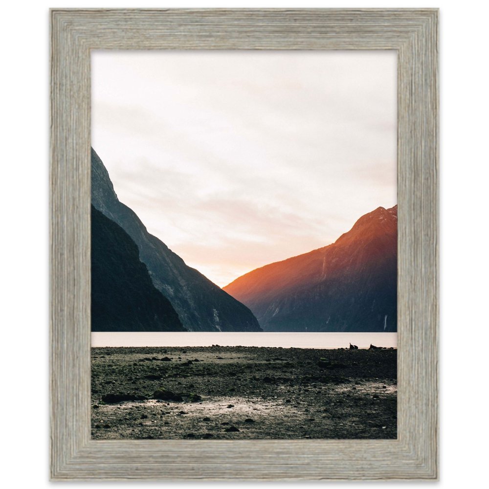 24x16 Grey Barnwood Picture Frame With Acrylic Front and Foam Board Backing