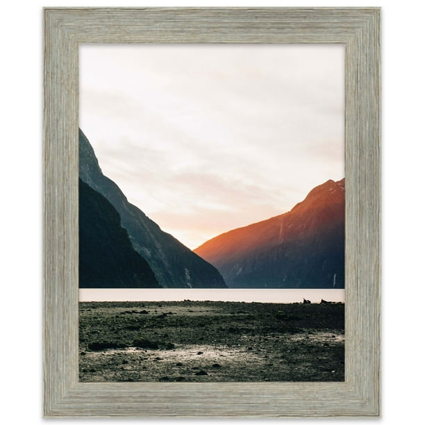 24x16 Grey Barnwood Picture Frame With Acrylic Front and Foam Board