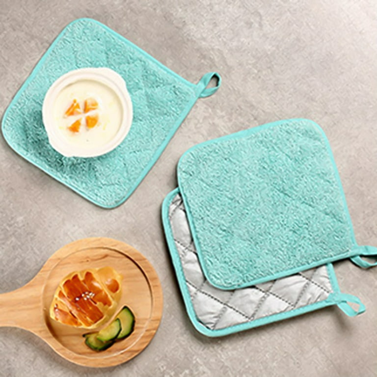 R HORSE 6Pcs Pot Holder for Kitchen Christmas Green Potholders with Pockets  Cotton Heat Resistant Potholder Terry Coaster Oven Mitts Hot Pads for