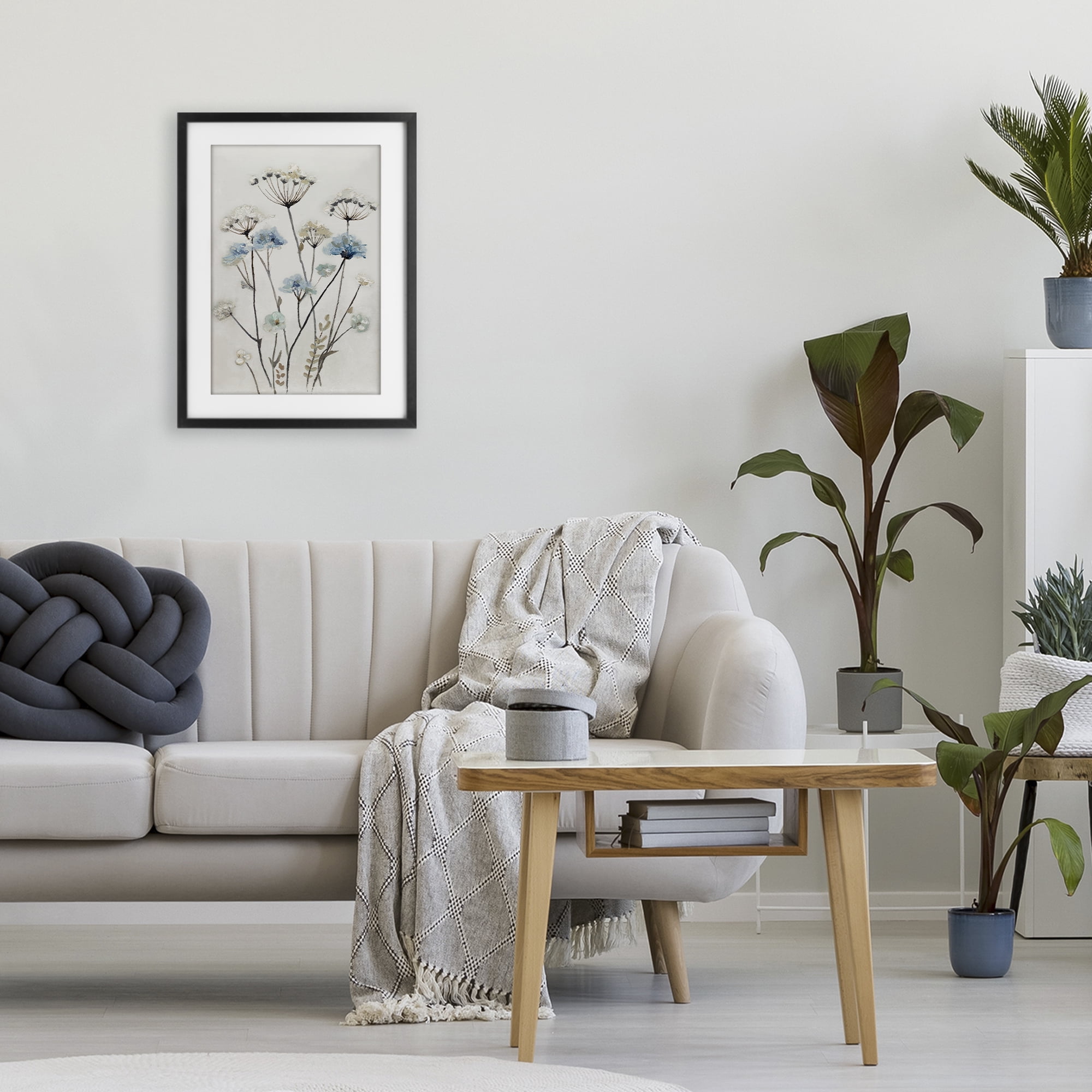 Stupell Industries Soft Jardin Azul Black Framed Print Under Glass, design by Patricia Pinto