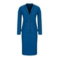 thumbnail image 4 of Busydd Two Piece Sets for Women Fashion Button Lapel Long Sleeve Suit Blazers and Skirts Comfortable Solid Color Business Casual Outfits for Women Plus Size Matching Sets Women Clothing, 4 of 7