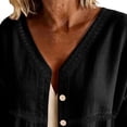 thumbnail image 5 of Stamzod Cardigan for Women Casual Cotton Linen Button Up Shirt Jacket Plus Size 3/4 Length Sleeve Womens Tops Black L, 5 of 7