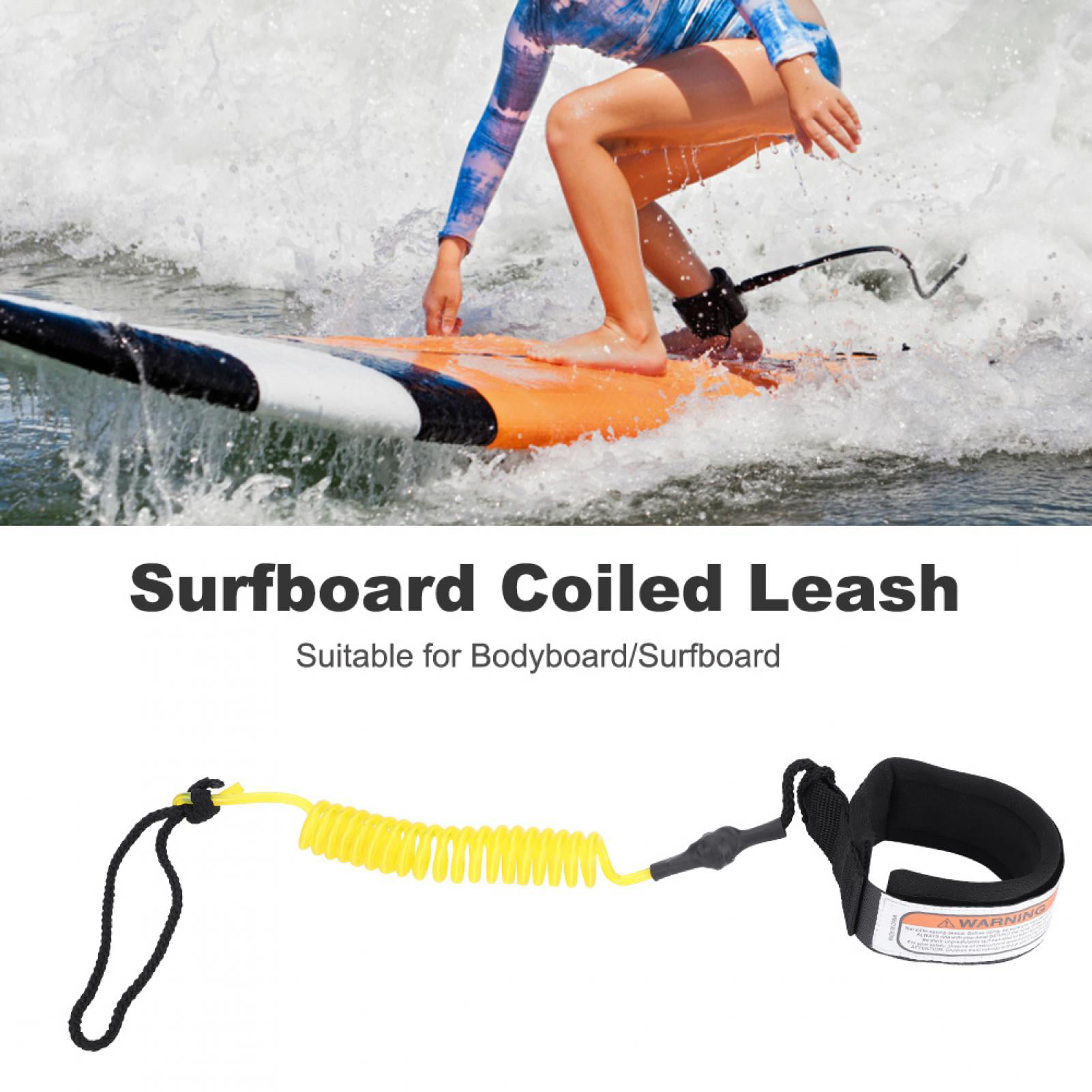 Stand Up Paddle Board 5mm Coiled Spring Leg Foot Rope Surfing Leash Surfboard 