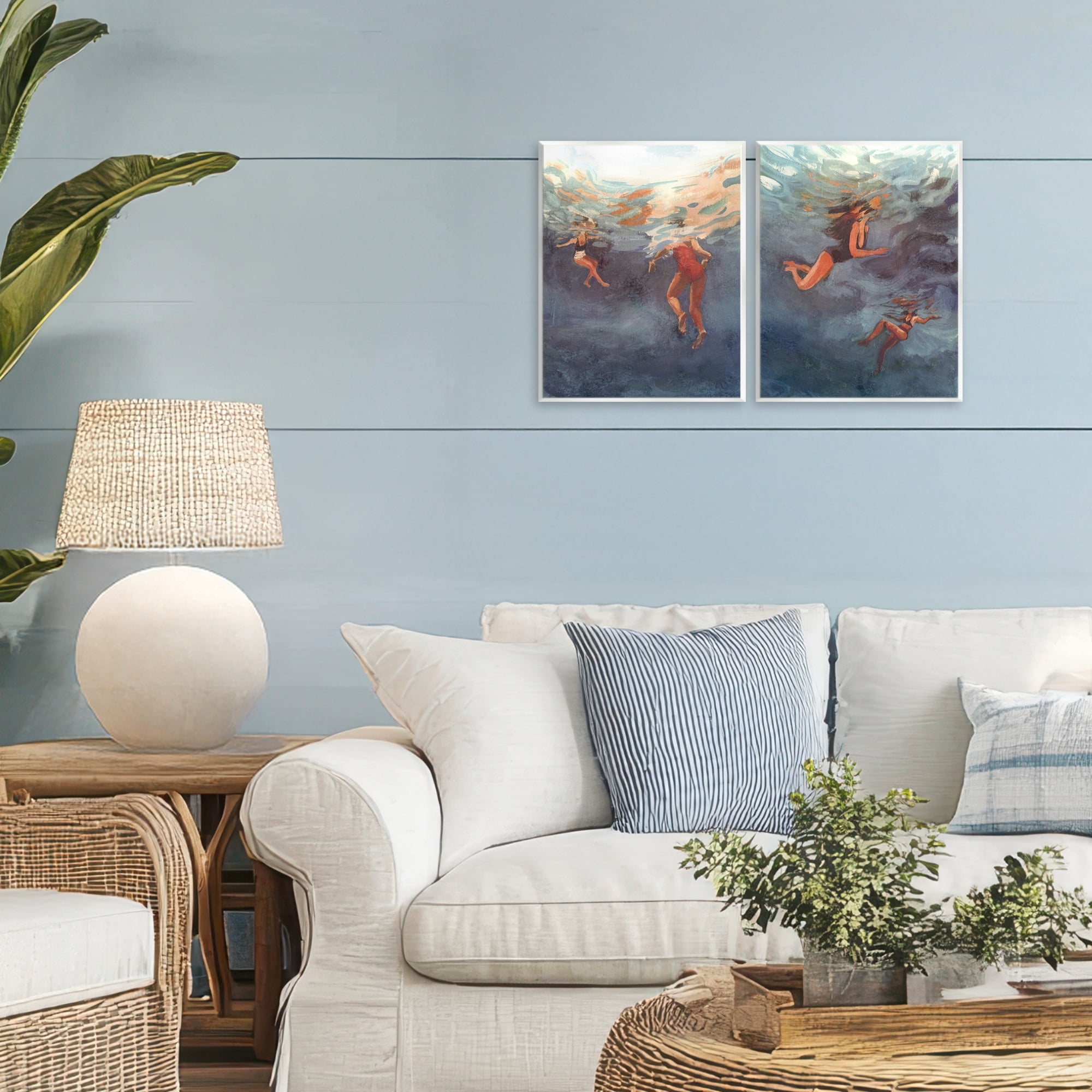 Stupell Industries Swimming Summer's Dance 2 Piece Wall Plaque Art Set, design by Victoria Barnes