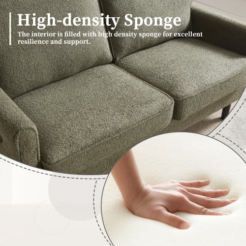 MOONMISS Mid Century Modern Loveseat,with USB & Demountable Pillow Cover for Living Room Bedroom,Green