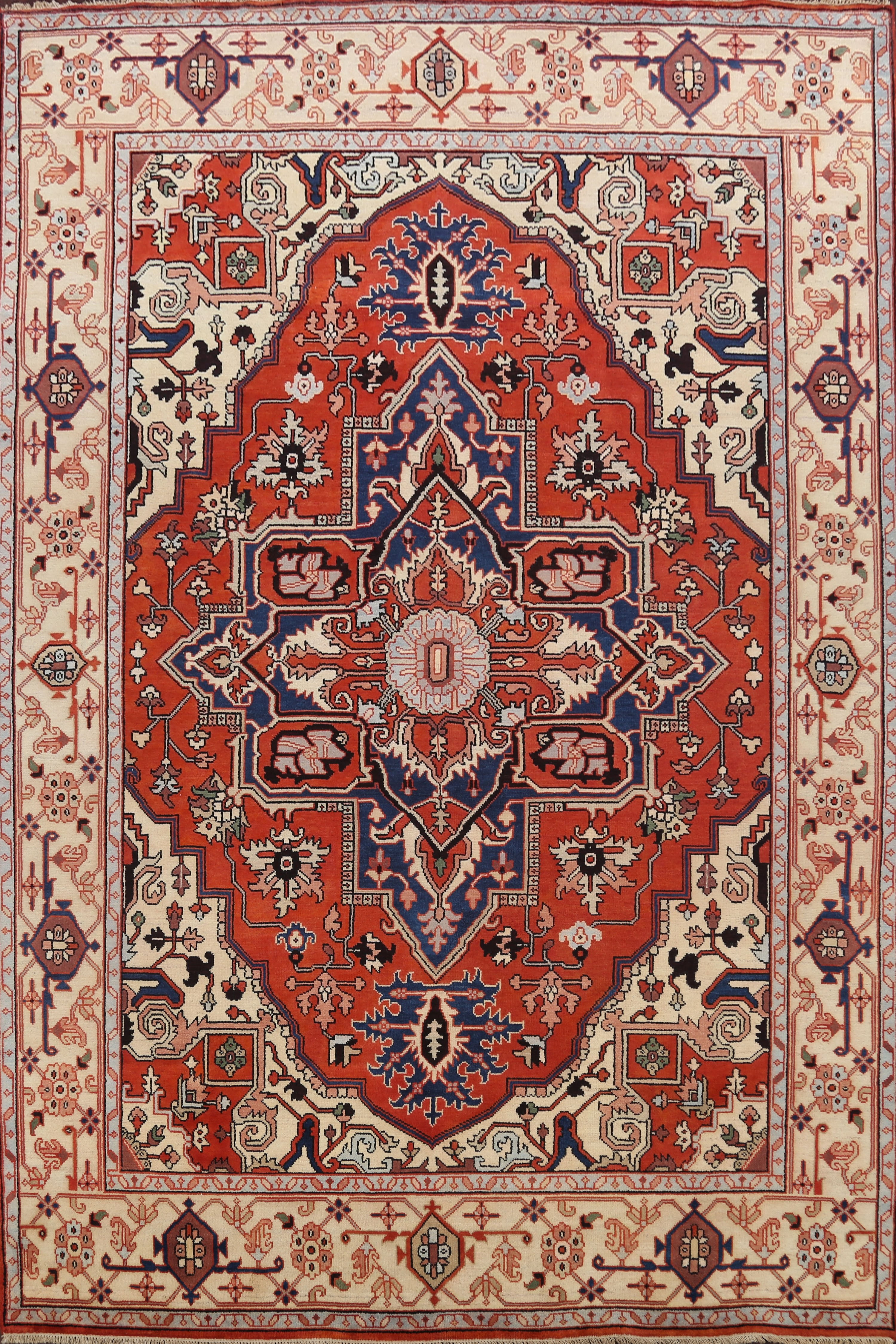 Geometric Oriental Rust Area Rug HandKnotted Wool Carpet 9x12