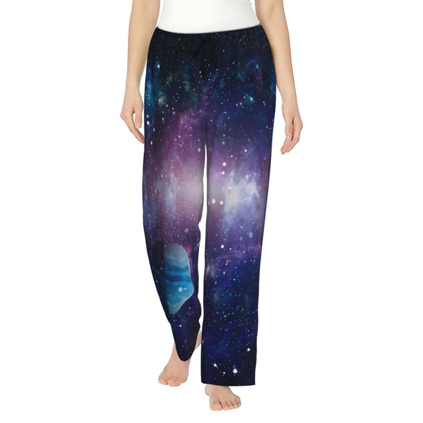 Balery Planets Stars And Galaxies1 Pantalones de pijama para mujer, pijamas ultraligeros, pantalones de estar por casa-X-Large