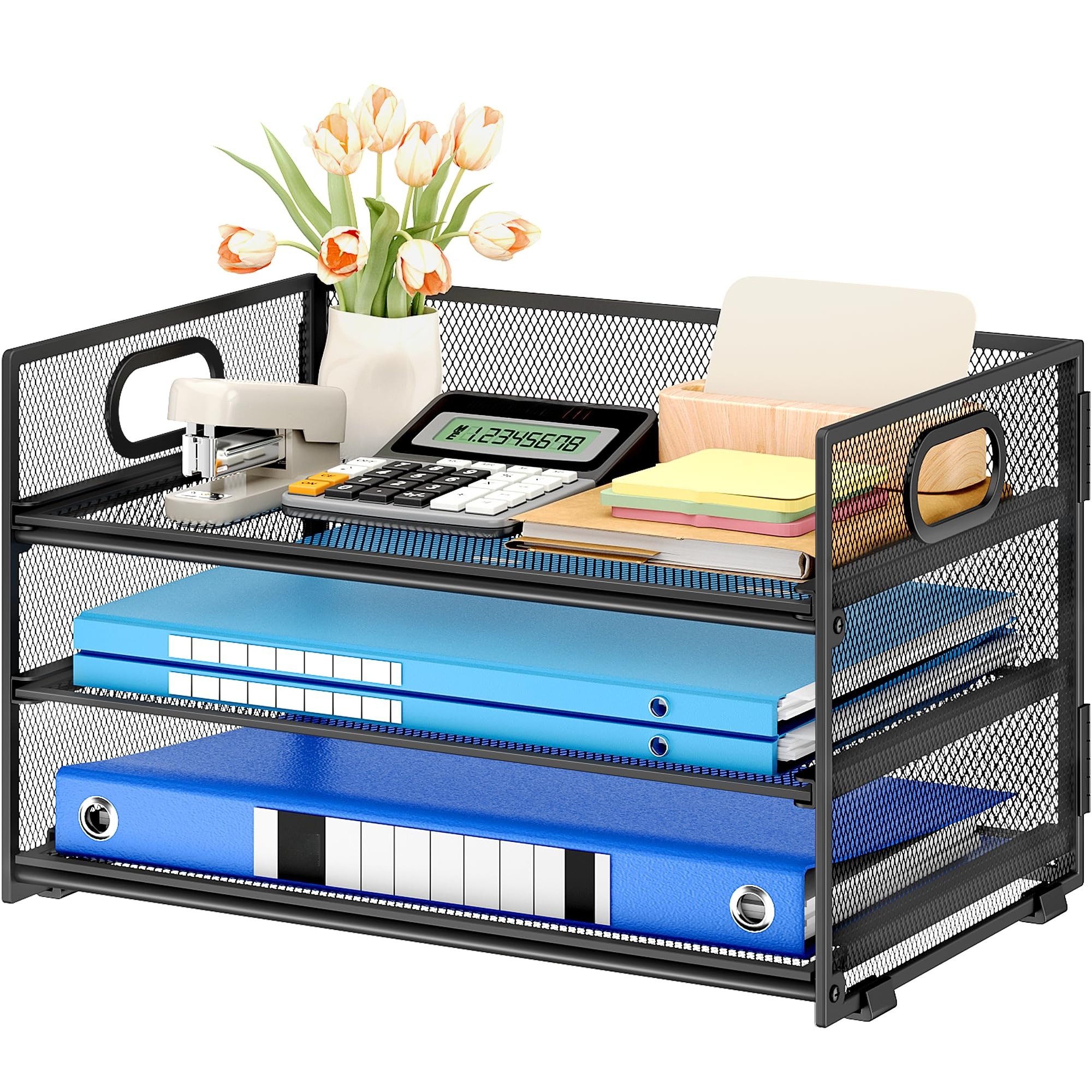 Paper Letter Tray Organizer for Desk Desk File Folder Sorter Organizer with Handle and Sliding Tray for Home Office Supplies Organization Storage