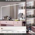 thumbnail image 2 of Boahaus Amelia Premium Makeup Vanity Table with LED Full-Width Mirror, Bluetooth Speakers, Charging Station, 11 Drawers, Glass Top, Jewelry Divider & Crystal Knobs  56.1" H x 46.46" W x 14.69" D, 2 of 10