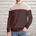 thumbnail image 2 of UVEASISHA Men's Striped Sweater Soft Cotton Knitted Pullover Loose Casual Jumper Sweaters Fall Crewneck Long Sleeve Knit Tops Big Sales Today Khaki M, 2 of 6
