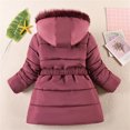thumbnail image 7 of Generic Kids Girls Winter Coats Heavyweight Fleece Lined Jackets Windproof Hooded Outerwear with Waist Belt for 5-12 Years, 7 of 7
