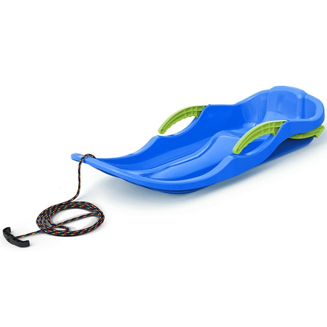 ArcticThrill Snow Sled for Kids - IcePulse Sledge - Single Rider Racer Toboggan with Pull Rope and Brake Handles; Outdoor Plastic Winter Sleigh for Toddlers & Kids