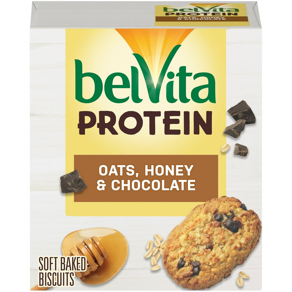 belVita Protein Soft Baked Biscuits, Oats Honey & Chocolate Flavor, 4