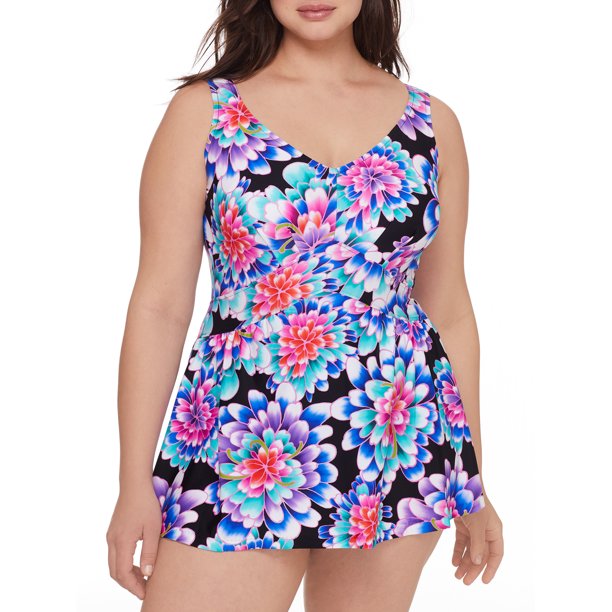 Azul By Maxine Of Hollywood Plus Size Swimwear Maxine of Hollywood Womens Plus Size Mums The Word Empire Swim Dress