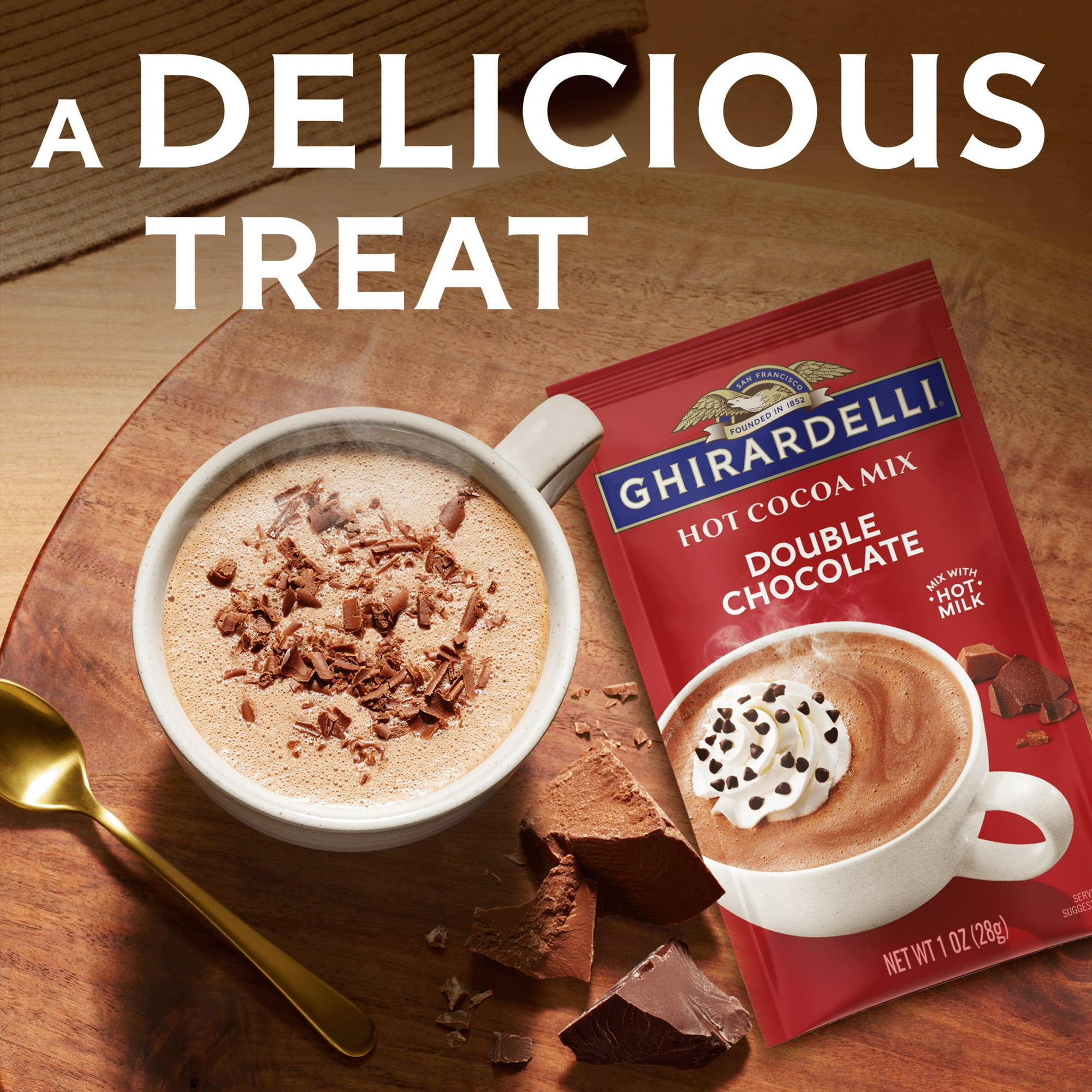 GHIRARDELLI Double Chocolate Hot Cocoa Mix, 8 oz Carton
