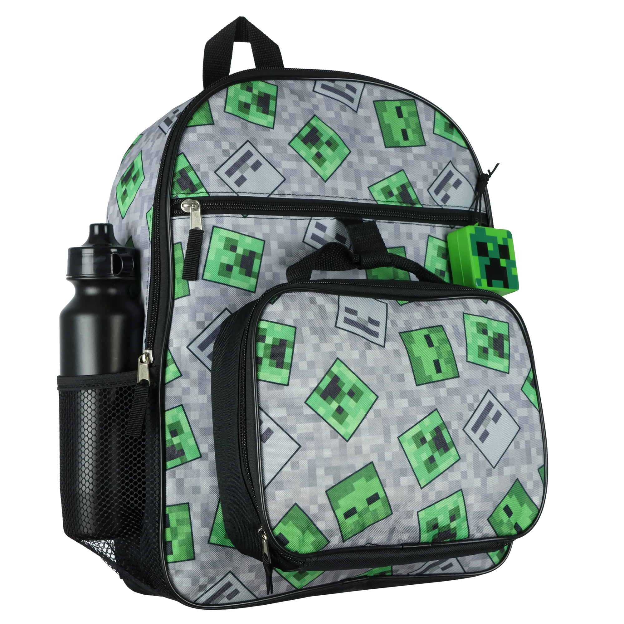Minecraft Creeper Ghoul 16"  Backpack and Lunch Kit 5pc Set