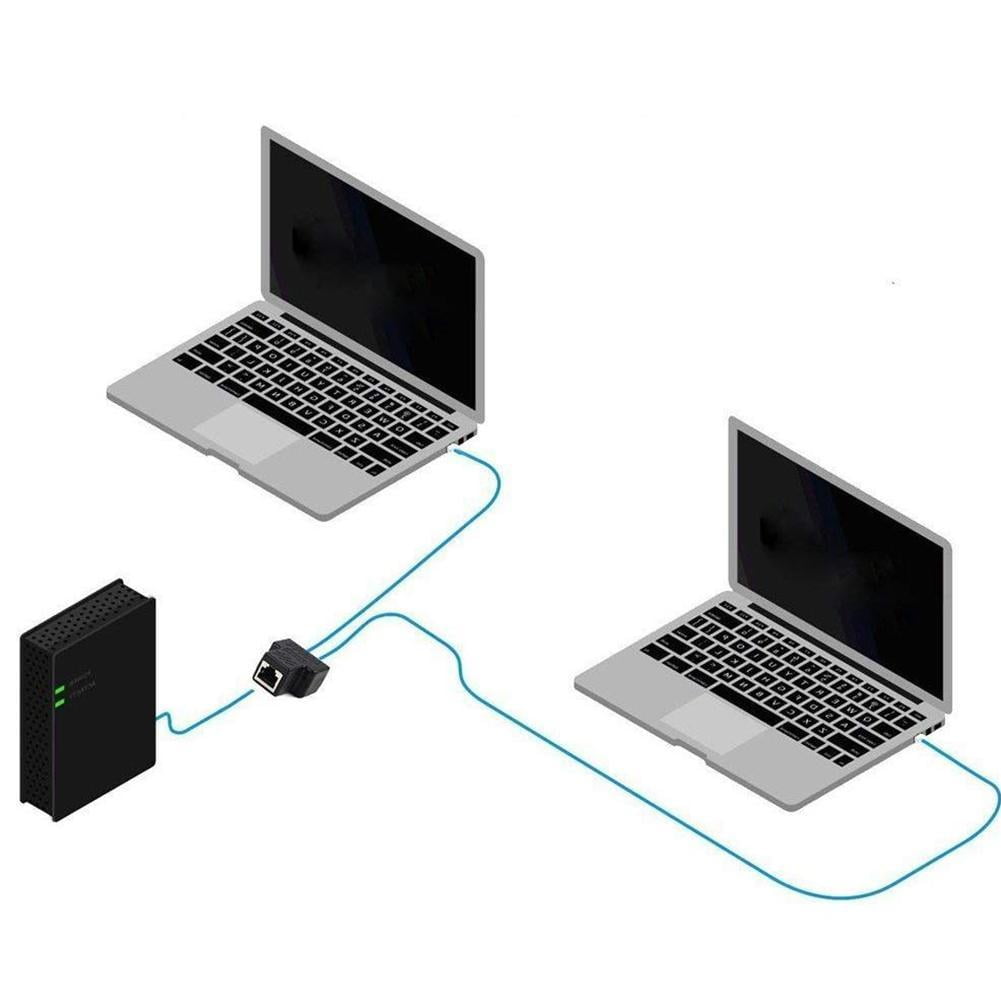 2-Port RJ45 Ethernet Splitter Adapter,LAN Cable Hub for Sharing One Network Outlet