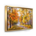 thumbnail image 3 of Forest Full Of Fallen Leaves In Autumn Along River 32 in x 24 in Framed Painting Canvas Art Print, by Designart, 3 of 5