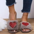 thumbnail image 2 of Kilaqueen Womens Open Toe House Slippers Anti-Skid Breathable Indoor and Outdoor Cotton Casual Soft Sole Fluffy Memory Foam Home Slippers Comfortable Slip On Heart Love Fuzzy Slipper, 2 of 9