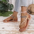 thumbnail image 2 of IWRICH Women's Flat Sandals Dressy Summer Bohemian Flip Flops Elastic Ankle Strap Beach Sandal for Walking Travel Khaki 9.5, 2 of 9
