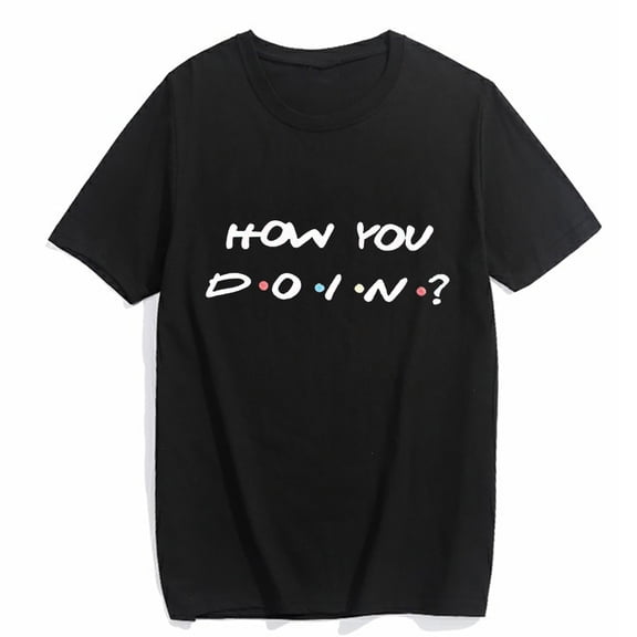 Women's T-shirt Friends Shirt Funny Graphic Letter Printed Summer Casual Short-sleeved Tops Black 3X-Large