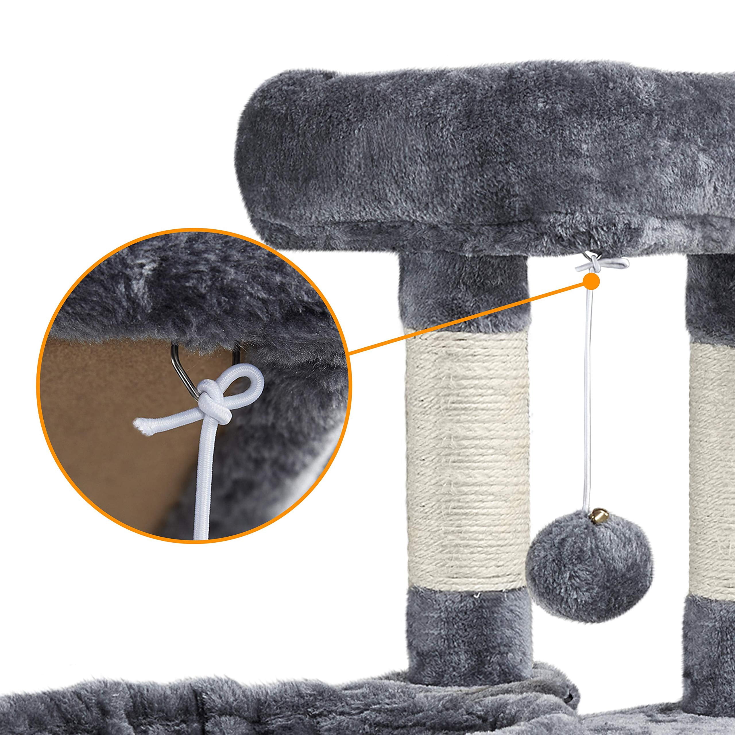 Cat Tree for Indoor Cats, 42in Multi-Level Cat Tower with Scratching Posts, Perch, Hammock and Condo, Stable Playhouse for Kittens and Small Cats, Dark Gray