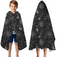 thumbnail image 3 of Black Gothic Sun Moon Pattern Hooded Bath Towel，50"x30" for Ages 3 To 12 Kids, Quick Dry Lightweight Soft Microfiber Hood Beach Towel Cover Up for Kids, 3 of 7