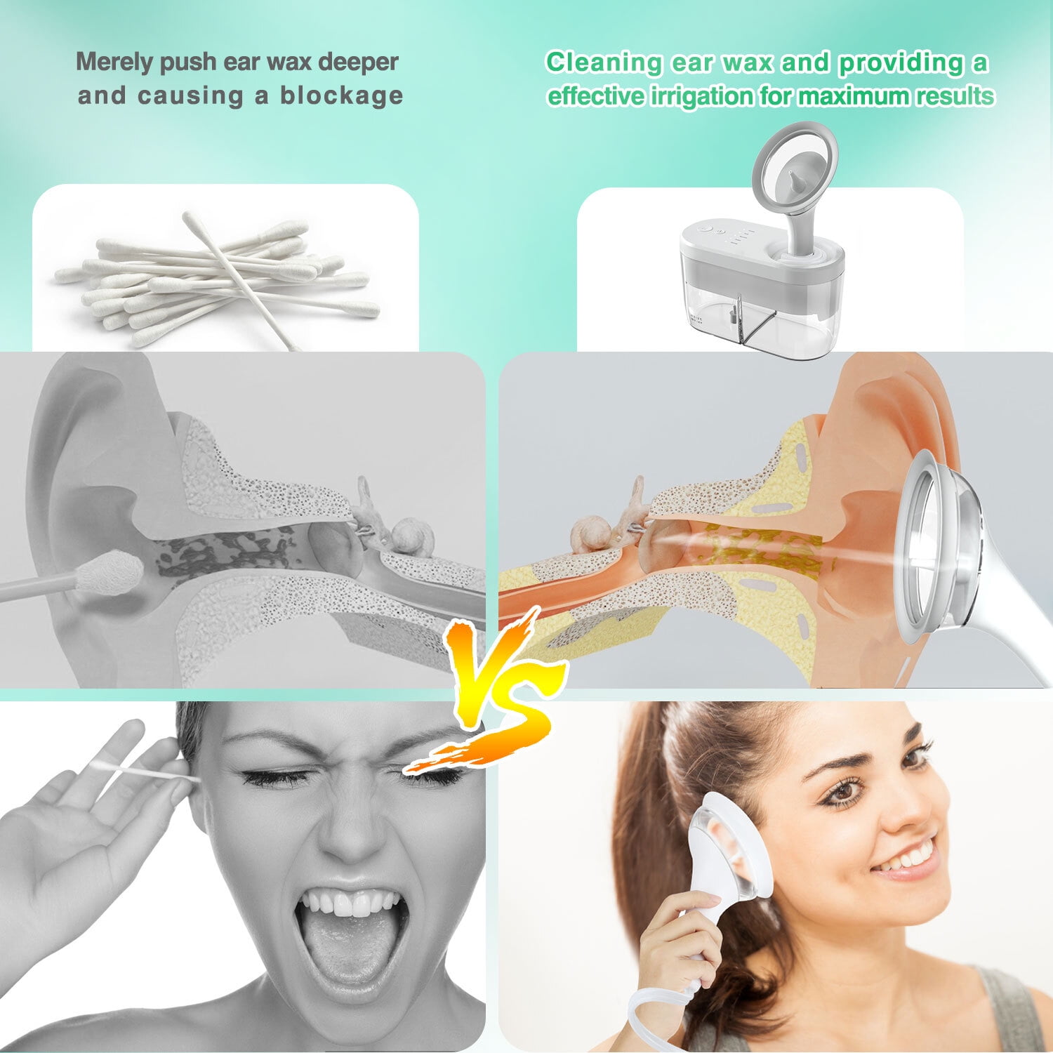 Electric Ear Wax Cleaner, Water Powered Ear Cleaner Automatic, Earwax Cleaning Removal Tool with 4 Cleaning Modes, 10min Auto Off, IPX5 Waterproof, 12 Wash Tips, 400ml Sewage & Clean Water Tank