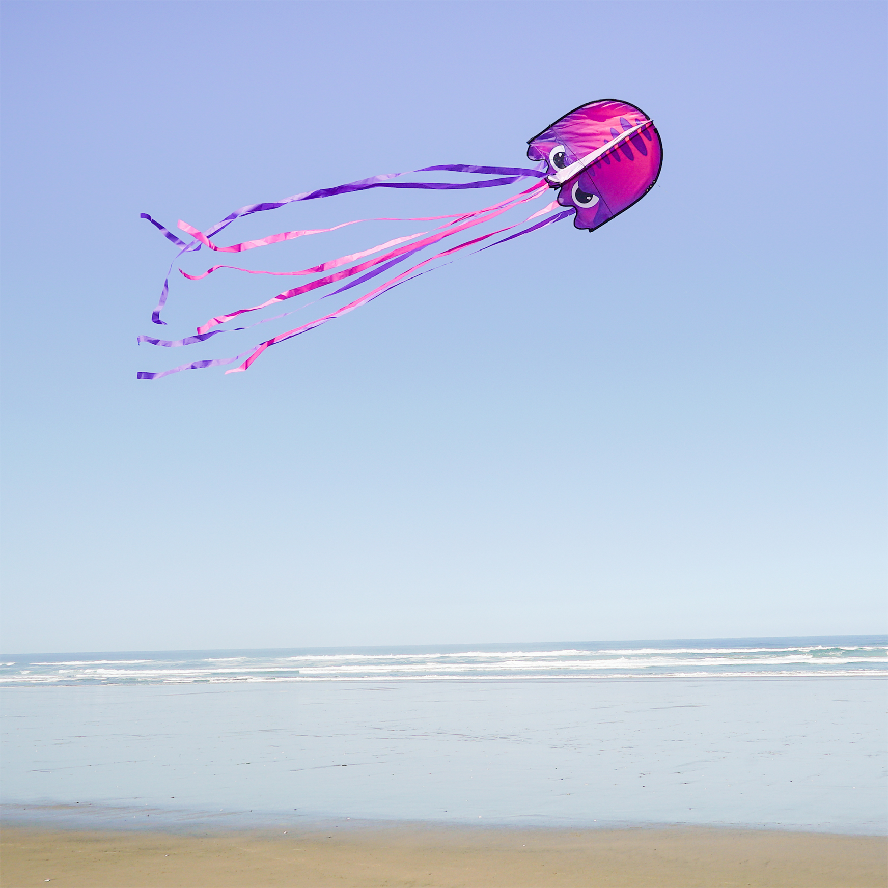 In the Breeze 3388 — Purple Pop Jelly Kite — Non-Assembly, Easy-Flying Kite with Long Streamer Tails; Kite Line Included