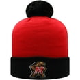 thumbnail image 2 of Men's Top of the World Red/Black Maryland Terrapins Core 2-Tone Cuffed Knit Hat with Pom, 2 of 2