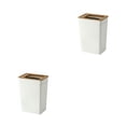 thumbnail image 2 of Kearding Cubo de basura de plástico con tapa de bambú, contenedor blanco de estilo nórdico, pequeña cesta de papel con cubo de basura de L 2Conjunto, 2 of 6